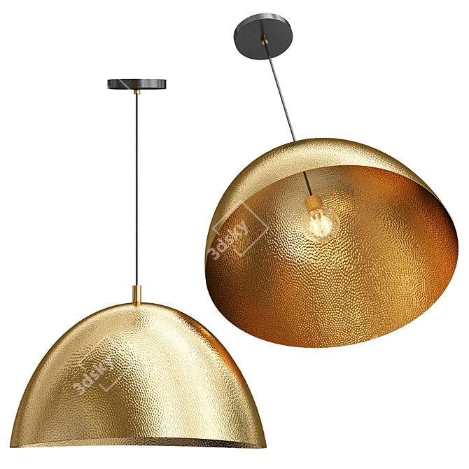 Elegant Hammered Metal Pendant 3D model image 5