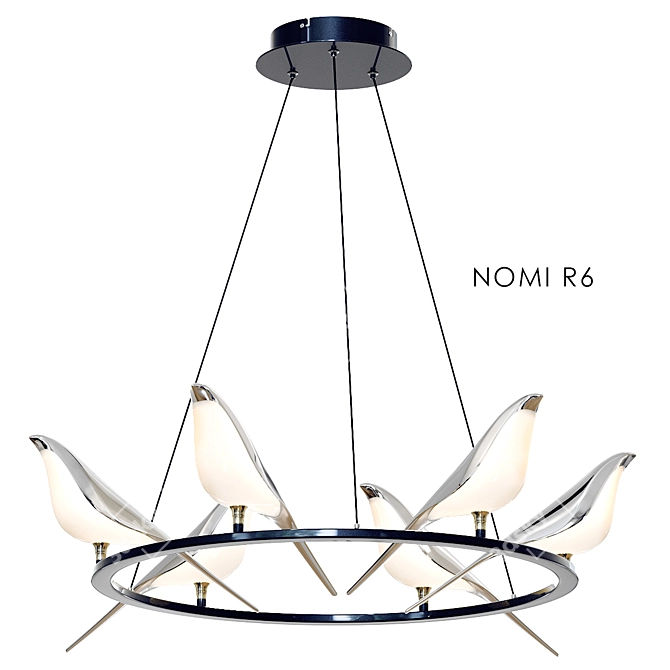 Golden Bird LED Chandelier 3D model image 1