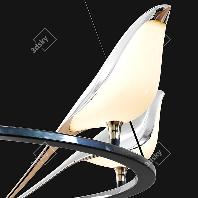 Golden Bird LED Chandelier 3D model image 2