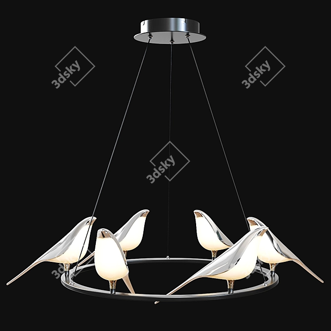 Golden Bird LED Chandelier 3D model image 3