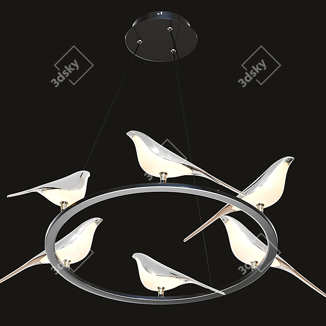 Golden Bird LED Chandelier 3D model image 5