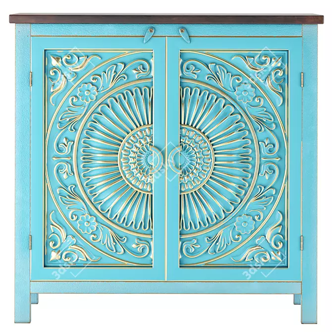 Elegant Doors Accent Cabinet 3D model image 2