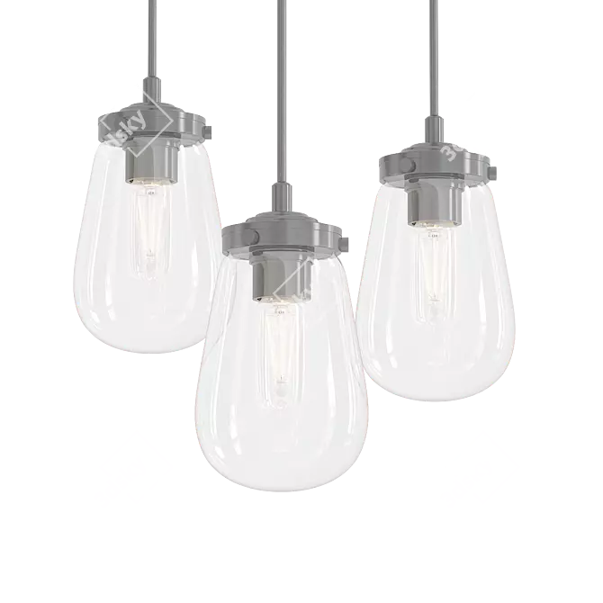 Clear Glass Globe Pendant Light 3D model image 1