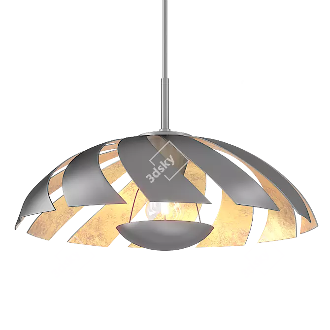 Elegant Black Gold Pendant Light 3D model image 1