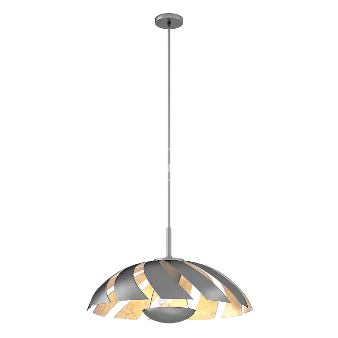 Elegant Black Gold Pendant Light 3D model image 2