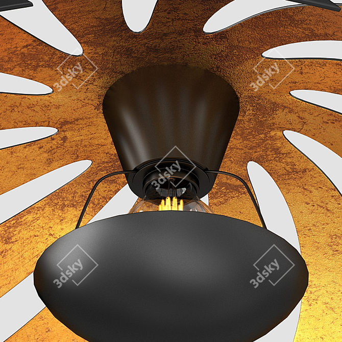 Elegant Black Gold Pendant Light 3D model image 3
