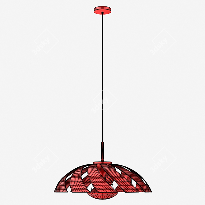 Elegant Black Gold Pendant Light 3D model image 4