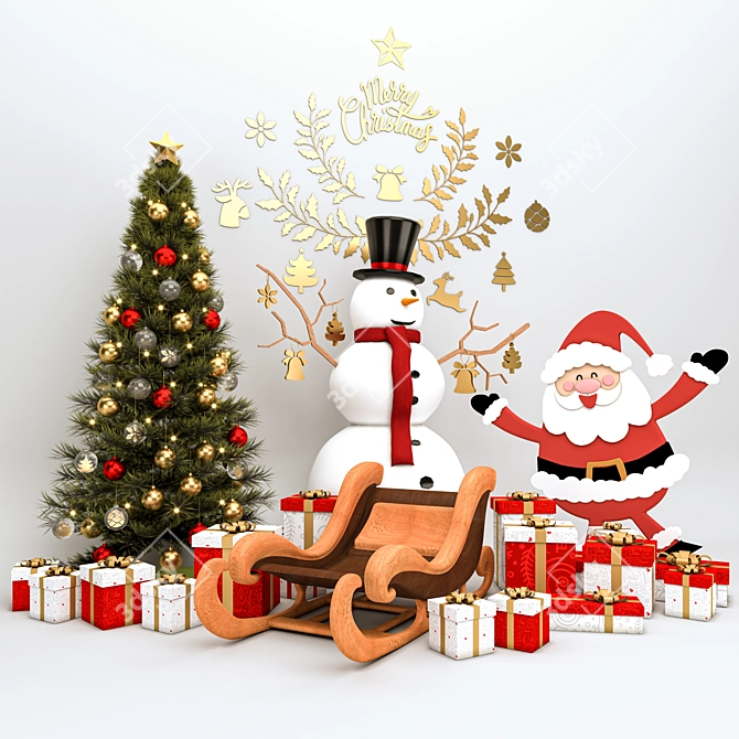 Festive Christmas Decor Set 3D model image 2