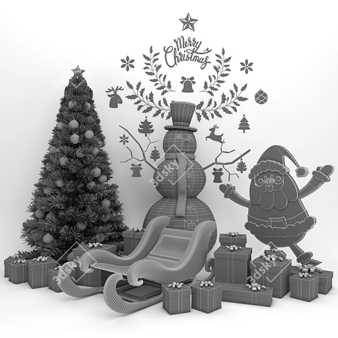 Festive Christmas Decor Set 3D model image 5