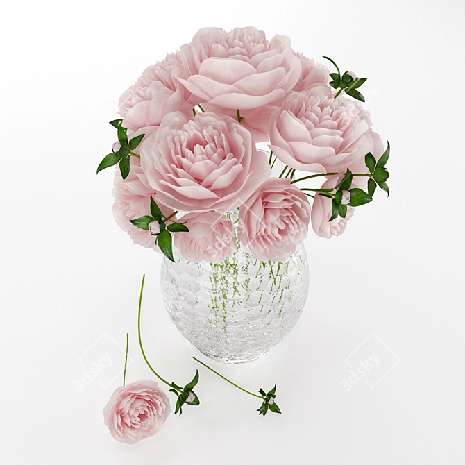 Elegant Peony 3D Model 3D model image 3