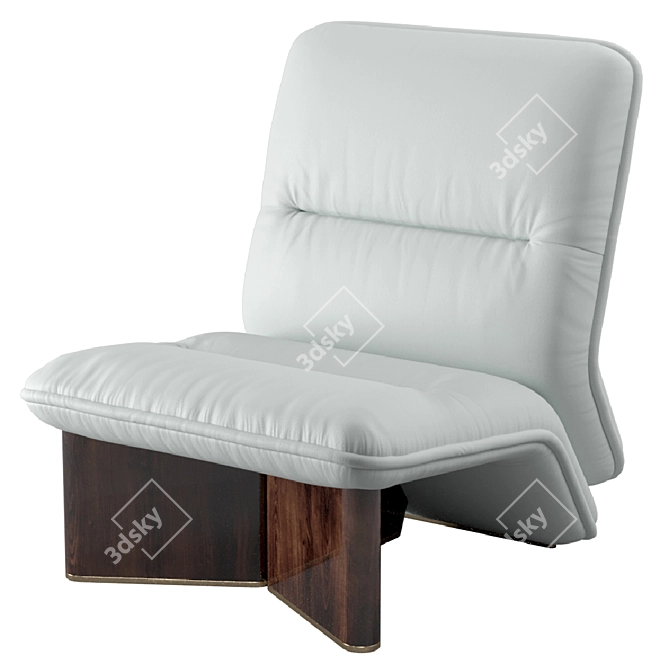 Luxury Ypsilon Armchair: Symmetrical Design, Leather & Ziricote Wood 3D model image 2