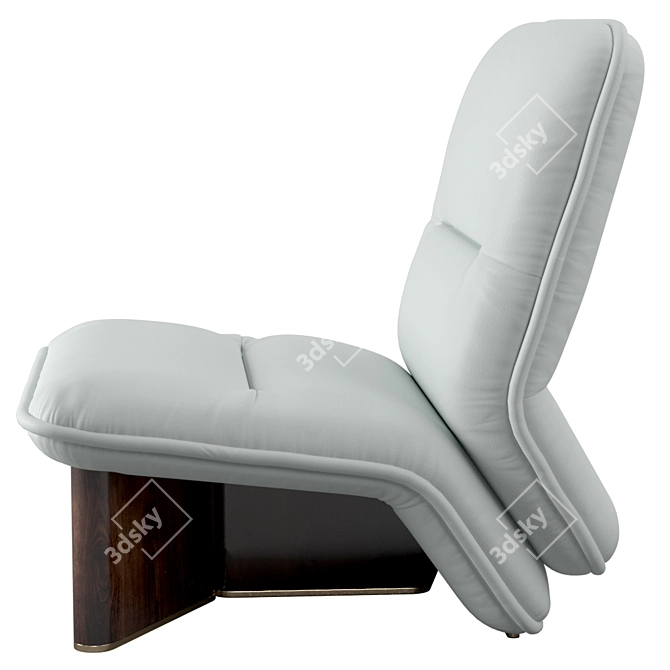 Luxury Ypsilon Armchair: Symmetrical Design, Leather & Ziricote Wood 3D model image 3