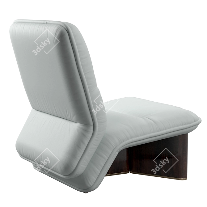 Luxury Ypsilon Armchair: Symmetrical Design, Leather & Ziricote Wood 3D model image 5