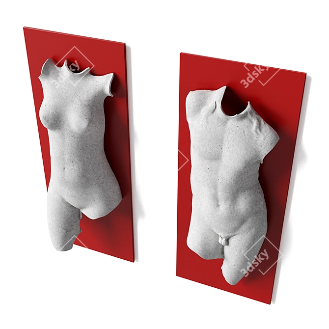 Dual Torso Wall Art Panel 3D model image 5