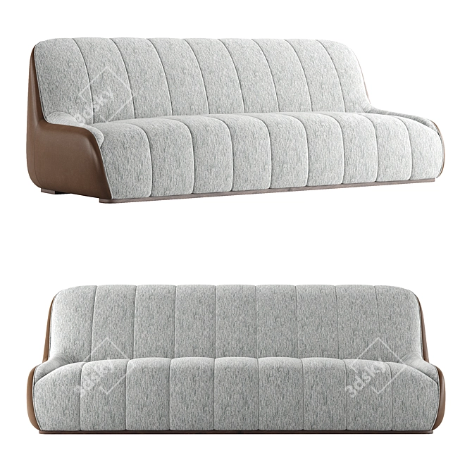 Sleek Armless Three Seater Sofa 3D model image 1