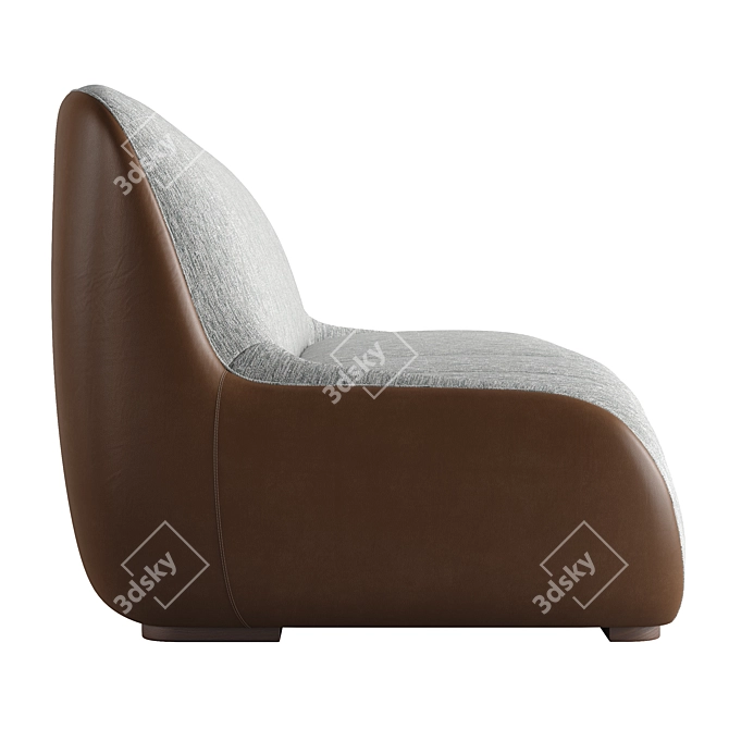 Sleek Armless Three Seater Sofa 3D model image 2