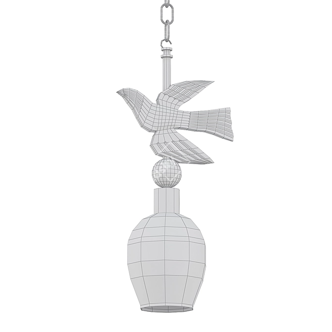 Sculptural Bird Pendant: Graceful Flight 3D model image 2