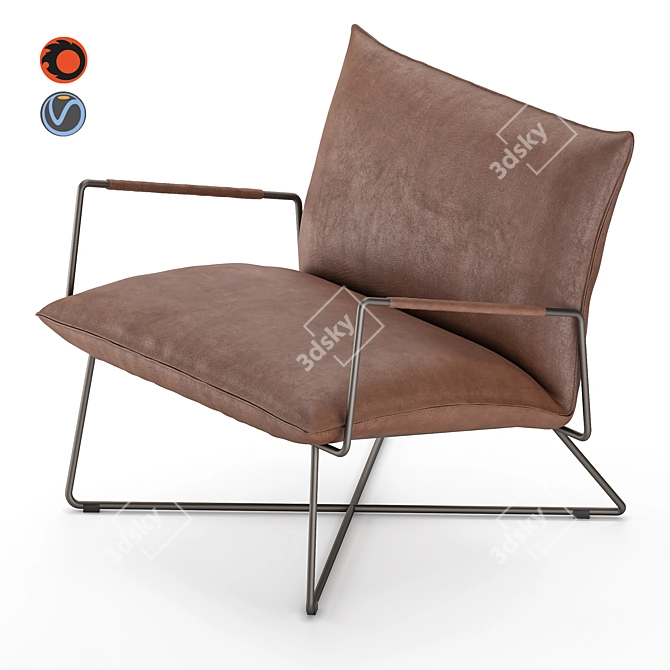 Title: Luxurious Leather Earl Armchair 3D model image 3