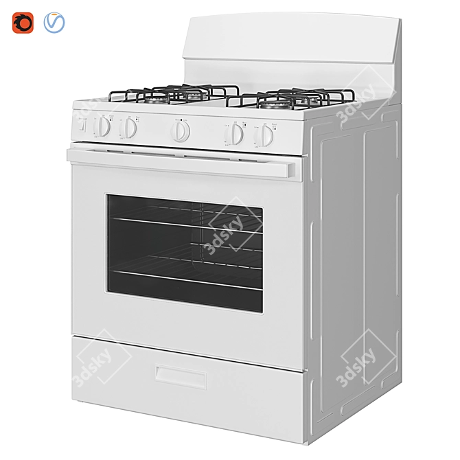 GE 4-Burner Gas Range - Freestanding 3D model image 8