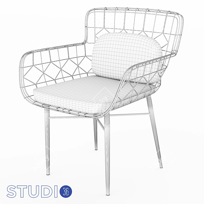 Vintage Style Metal Chair 3D model image 5