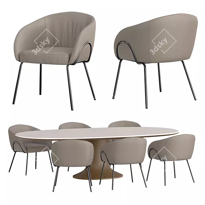 Elegant Giorgetti Mizar Table & Iko Dining Chair 3D model image 1