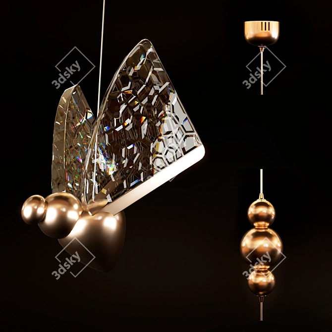 Elegant Butterfly LED Pendant 3D model image 3