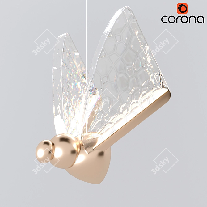 Elegant Butterfly LED Pendant 3D model image 5