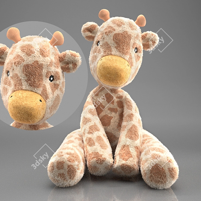 Gentle Giraffe Plush Toy 3D model image 1