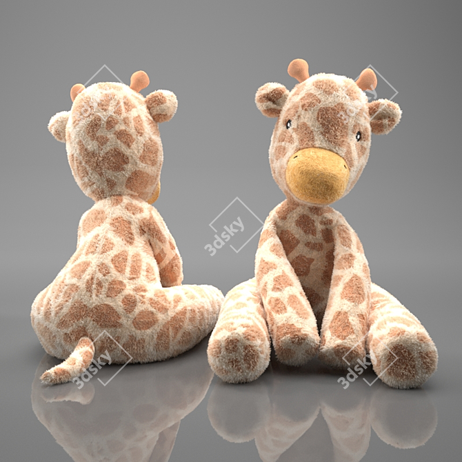 Gentle Giraffe Plush Toy 3D model image 3