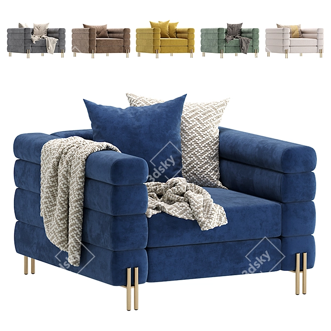 Elegant Harvard Armchair by Cazarina 3D model image 1