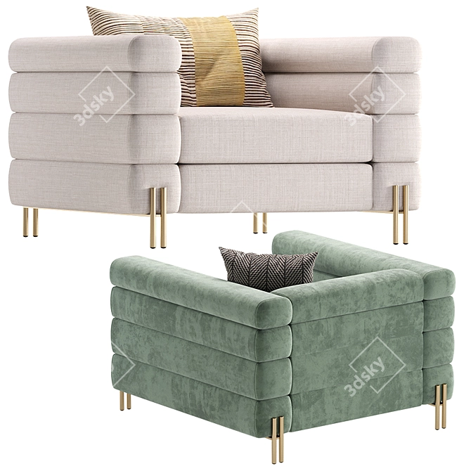 Elegant Harvard Armchair by Cazarina 3D model image 3