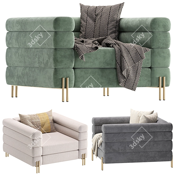 Elegant Harvard Armchair by Cazarina 3D model image 5
