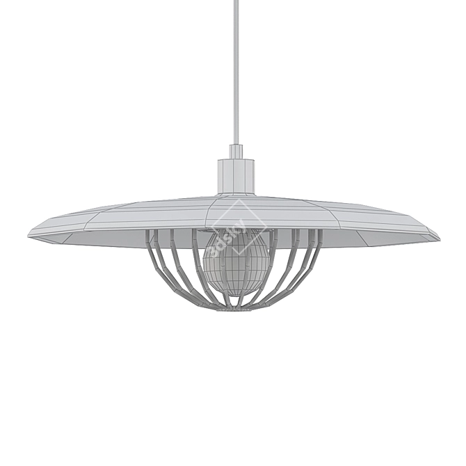 Sleek Black Pendant Light 3D model image 2