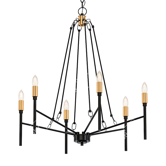 Elegant Black and Gold Chandelier 3D model image 1