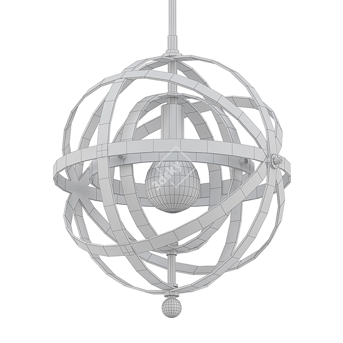 Elegant Bronze and Brass Orb Pendant 3D model image 2