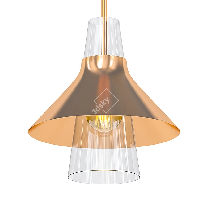 Elegant 12" Aged Brass Pendant 3D model image 1