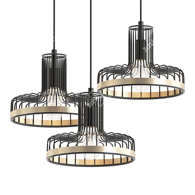 Eva 3-Light Linear Pendant 3D model image 1