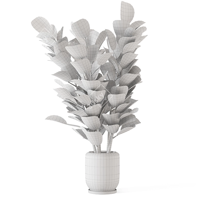 Rusty Concrete Pot Indoor Plant Set 3D model image 5