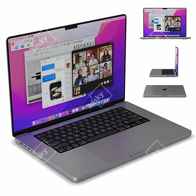 Sleek MacBook Pro in 5 Vibrant Colors 3D model image 2