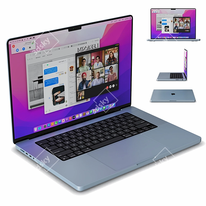 Sleek MacBook Pro in 5 Vibrant Colors 3D model image 5