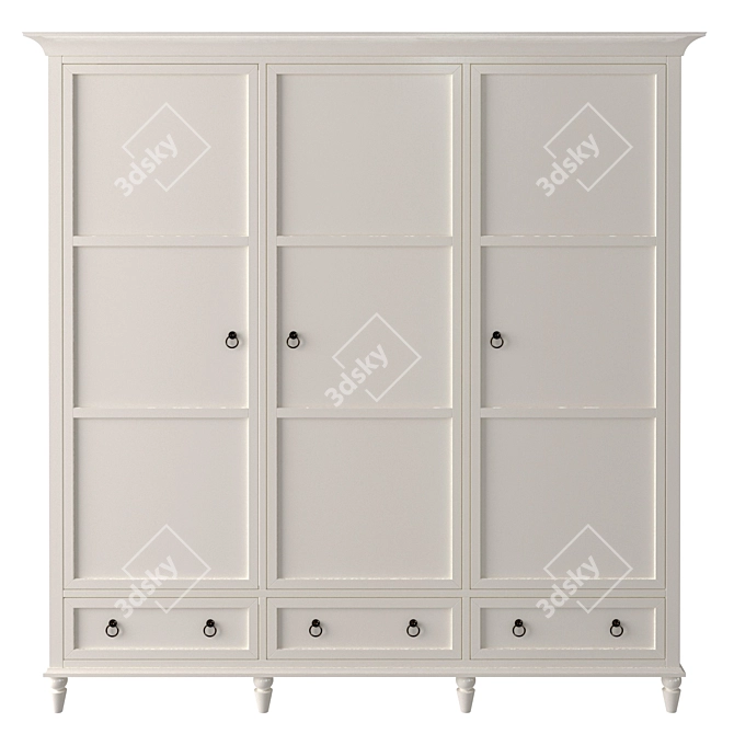 Vilton Three-Door Wardrobe 3D model image 2