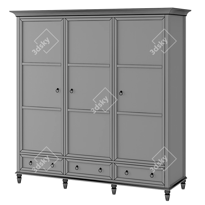 Vilton Three-Door Wardrobe 3D model image 3