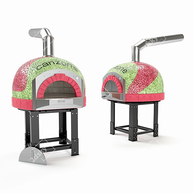 Mosaic Wood-Fired Pizza Oven 3D model image 1