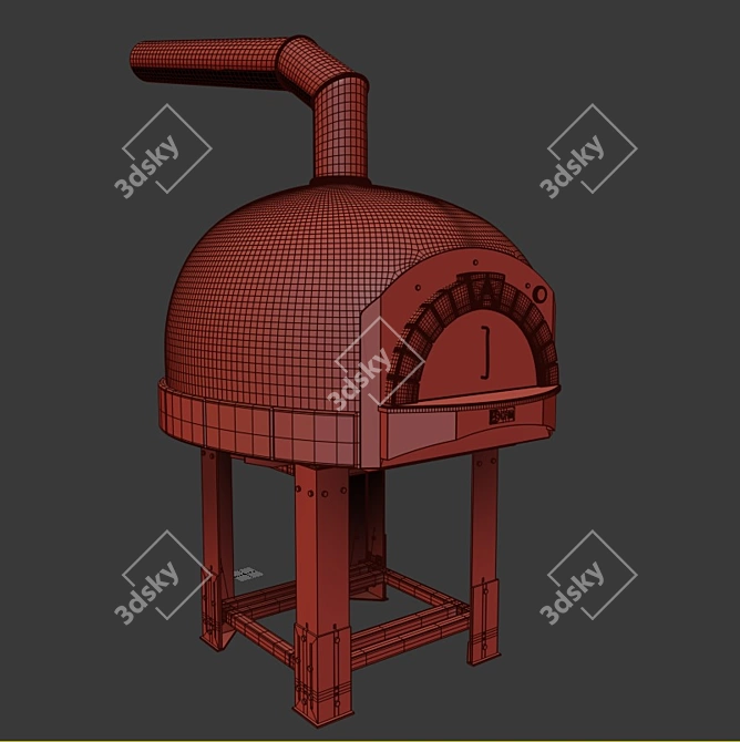 Mosaic Wood-Fired Pizza Oven 3D model image 3