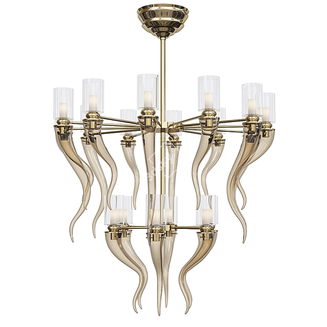 Honey Glow Murano Chandelier 3D model image 1