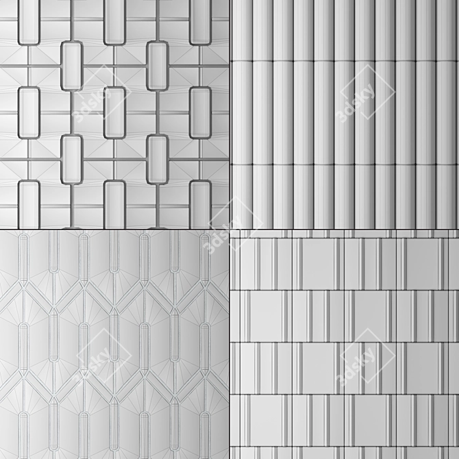 Blu Smooth Tile Collection 3D model image 2
