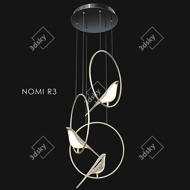 Elegant Gold Bird Chandelier 3D model image 2