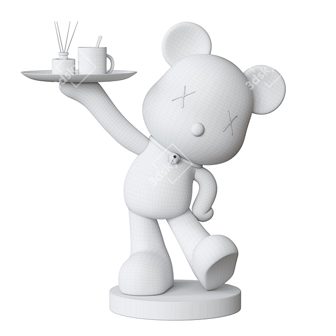 Elegant Bear Sculpture Tray 3D model image 3