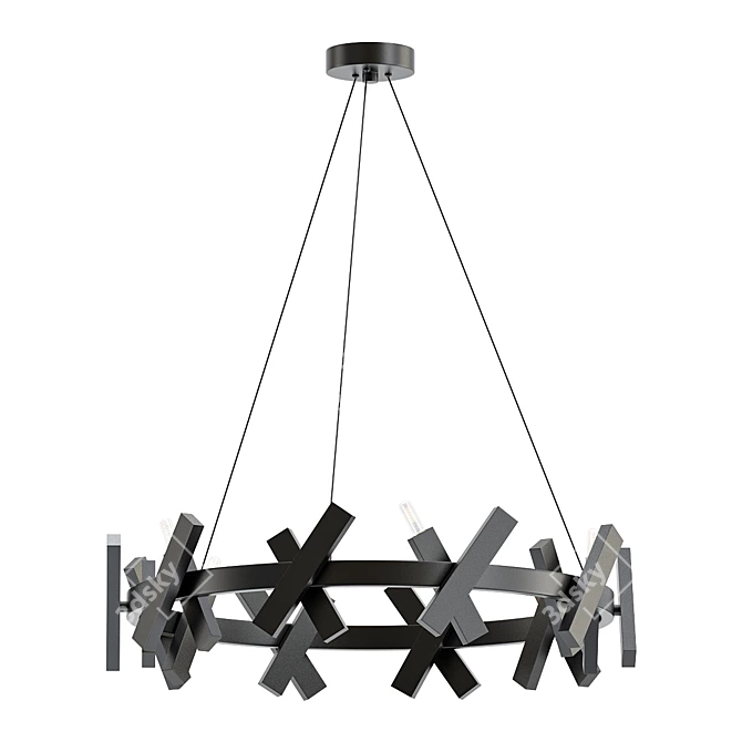 Elegant Wells Matte Black Chandelier 3D model image 1