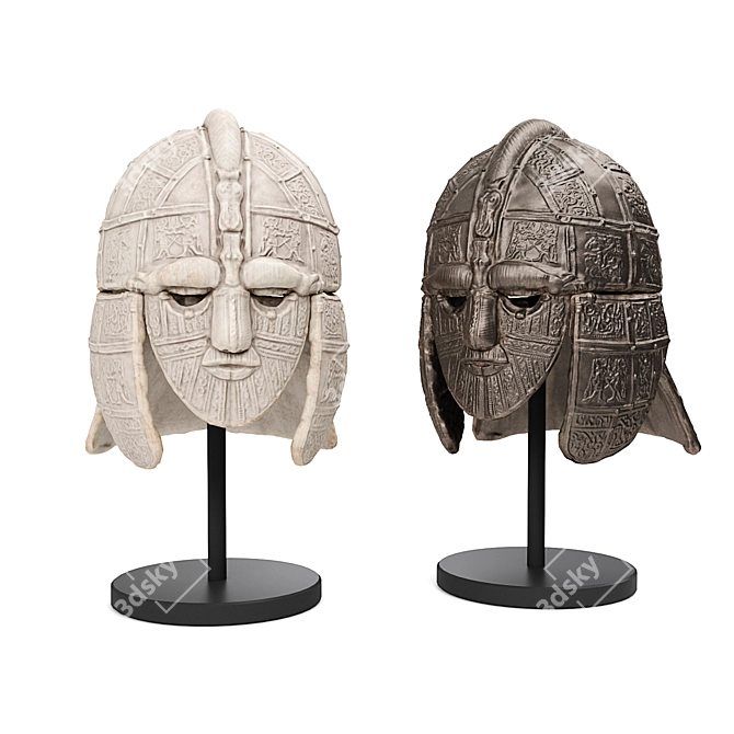 Authentic Medieval European Warrior Helmet 3D model image 4